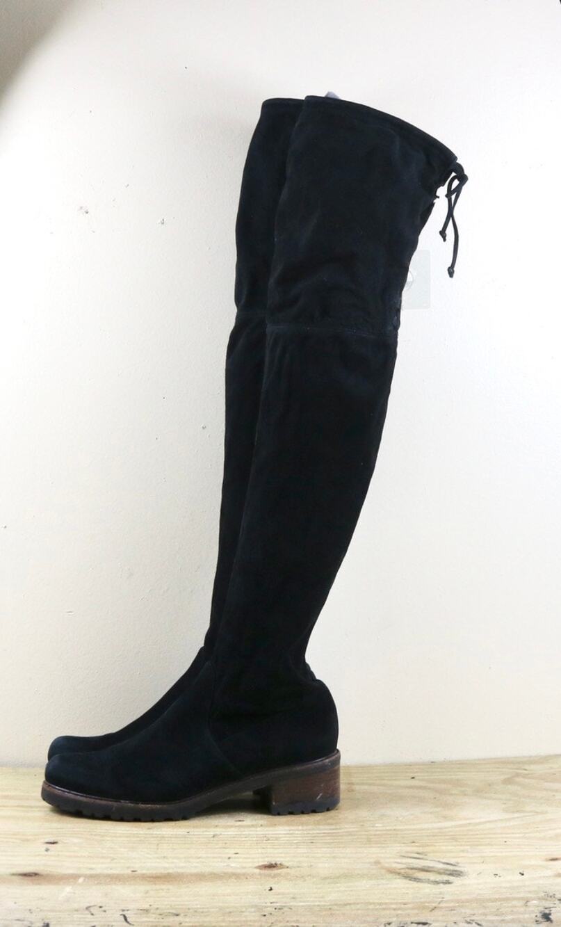 Stuart Weitzman Boots 10B Black Suede Highland Over The Knee  Shoes